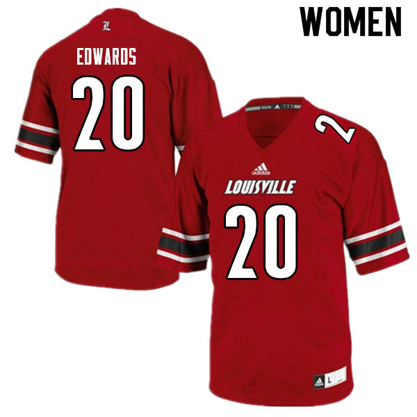 Women #20 Derrick Edwards Louisville Cardinals College Football Jerseys Sale-Red - Click Image to Close